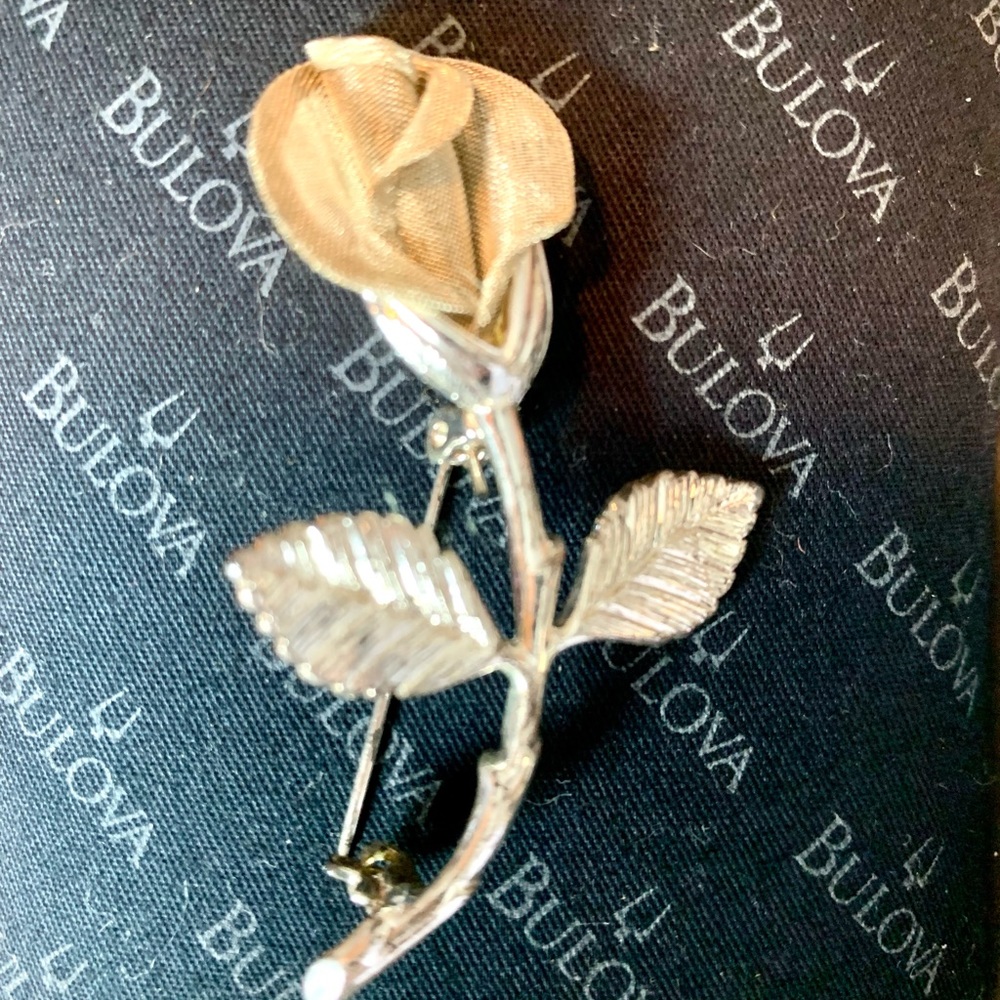 Silver Rosebud Brooch